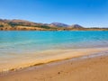 Mountains of Uzbekistan, Tashkent region, view of blue Charvak reservoir