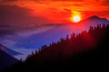 Mountains And Valley Sunrise At Chinook Pass, Mt. Rainier National Park, Washington