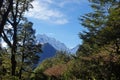 Mountains at valley to Milford Sound, New Zealand Royalty Free Stock Photo