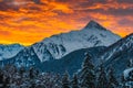 Mountains of a valley of Zillertal in sunrise - Mayrhofen, Austria