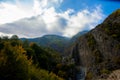 Mountains and valleys , blue skies and cloud shadows Royalty Free Stock Photo