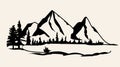 Mountains vector.Mountain range silhouette isolated vector illustration Royalty Free Stock Photo