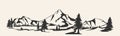 Mountains vector.Mountain range silhouette isolated. Mountain vector illustration Royalty Free Stock Photo