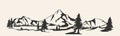 Mountains vector.Mountain range silhouette isolated. Mountain vector illustration