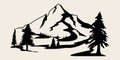 Mountains vector.Mountain range silhouette isolated vector illustration Royalty Free Stock Photo