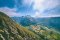 Hiking on the ridge of Romsdalseggen in Norway Royalty Free Stock Photo