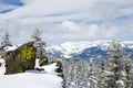 Mountains View from the peak at lake Tahoe in wint Royalty Free Stock Photo