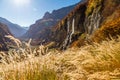 Mountains view with waterfalls and cliffs Royalty Free Stock Photo