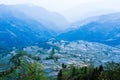 Mountains view of Yuanyang Rice Terraces in blue mist Royalty Free Stock Photo