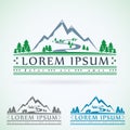 Mountains vintage vector logo design template, green tourism icon