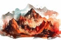 Mountains, Watercolor, Majestic and dramatic, Intense lighting