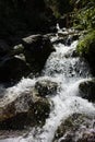 Mountains waterfalls nature landscape using slow shutter for silky smooth waterfall effect