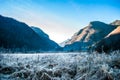 Mountains and white lawn