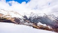 Mountains in winter, slopes and pistes, Livigno village, Italy, Alps Royalty Free Stock Photo