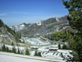 View of the high-mountain ice skating rink Medeu Royalty Free Stock Photo