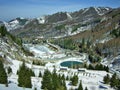 View of the high-mountain ice skating rink Medeu Royalty Free Stock Photo