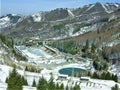 View of the high-mountain ice skating rink Medeu Royalty Free Stock Photo