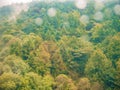 MountainScape on Cable Car with Water drop on Cable Car Glass in Tianzishan mountain Zhangjiajie National Forest Park