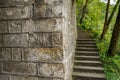 Mountainside stone steps along ancient Chinese wall Royalty Free Stock Photo