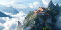 Mountaintop Monastery Breathtaking Aerial View Background Wallpaper Royalty Free Stock Photo