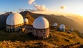 Mountaintop Observatory Sunset Panorama Royalty Free Stock Photo