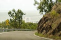 Mountaintop Roadside Sign Denoting Concealed Entrance Ahead