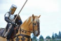 Mounted Knight prepares Royalty Free Stock Photo