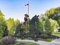 Mounted police man and Horse made out of plant at the MosaiCulture 2018 held at Jacques Cartier Park