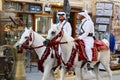 Mounted police patrol popular Doha souq market during Gulf crisis