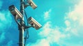 The Mounted Security Cameras.AI generated image Royalty Free Stock Photo