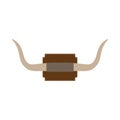 Mounted wall horn travel vector icon. Big bull herbivore animal illustration safari Royalty Free Stock Photo