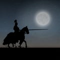A Mounted Warrior Under The Moonlight Royalty Free Stock Photo