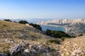 Mountians with sea and city Baska, Krk Croatia