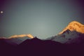 Mountines, church, moon. Georgia