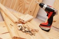 Mounting furniture with screwdriver Royalty Free Stock Photo