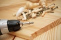 Mounting furniture with screwdriver Royalty Free Stock Photo