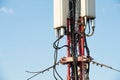 mounting of sector antennas and tower extensions and telecommunications equipment Royalty Free Stock Photo