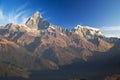 Mounts Machhapuchhre and Annapurna III at Dawn Royalty Free Stock Photo