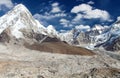 Mounts Pumori, Changtse, Kala patthar, Khumbu glacier Royalty Free Stock Photo