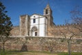 Mourao castle facade entrance with tower in Alentejo, Portugal