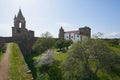 Mourao castle towers and wall historic building with interior garden in Alentejo, Portugal Royalty Free Stock Photo