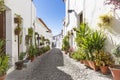 A street in Moura city with typical white houses, District of Beja, Portugal