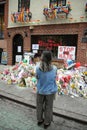 Mourner honors Orlando massacre victims at the gay rights landmark Stonewall Inn Royalty Free Stock Photo