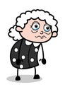 Mourner - Old Cartoon Granny Vector Illustration Royalty Free Stock Photo