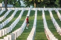 A mourner visits dead soldier at military cemetery