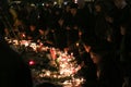 Mourners place flowers and candles in Place de la Republique after the terror attacks of 13 November