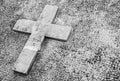 Mourning background with stone cross for sincere condolences