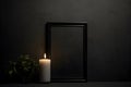 mourning candle , free space empty frame mockup, modern minimalismus Royalty Free Stock Photo