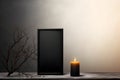 mourning candle , free space empty frame mockup, modern minimalismus Royalty Free Stock Photo