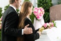 Mourning People at Funeral with coffin